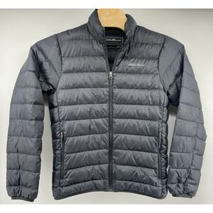 Eddie Bauer Down Puffer Jacket Mens Small Heather Gray *Damaged Logo*